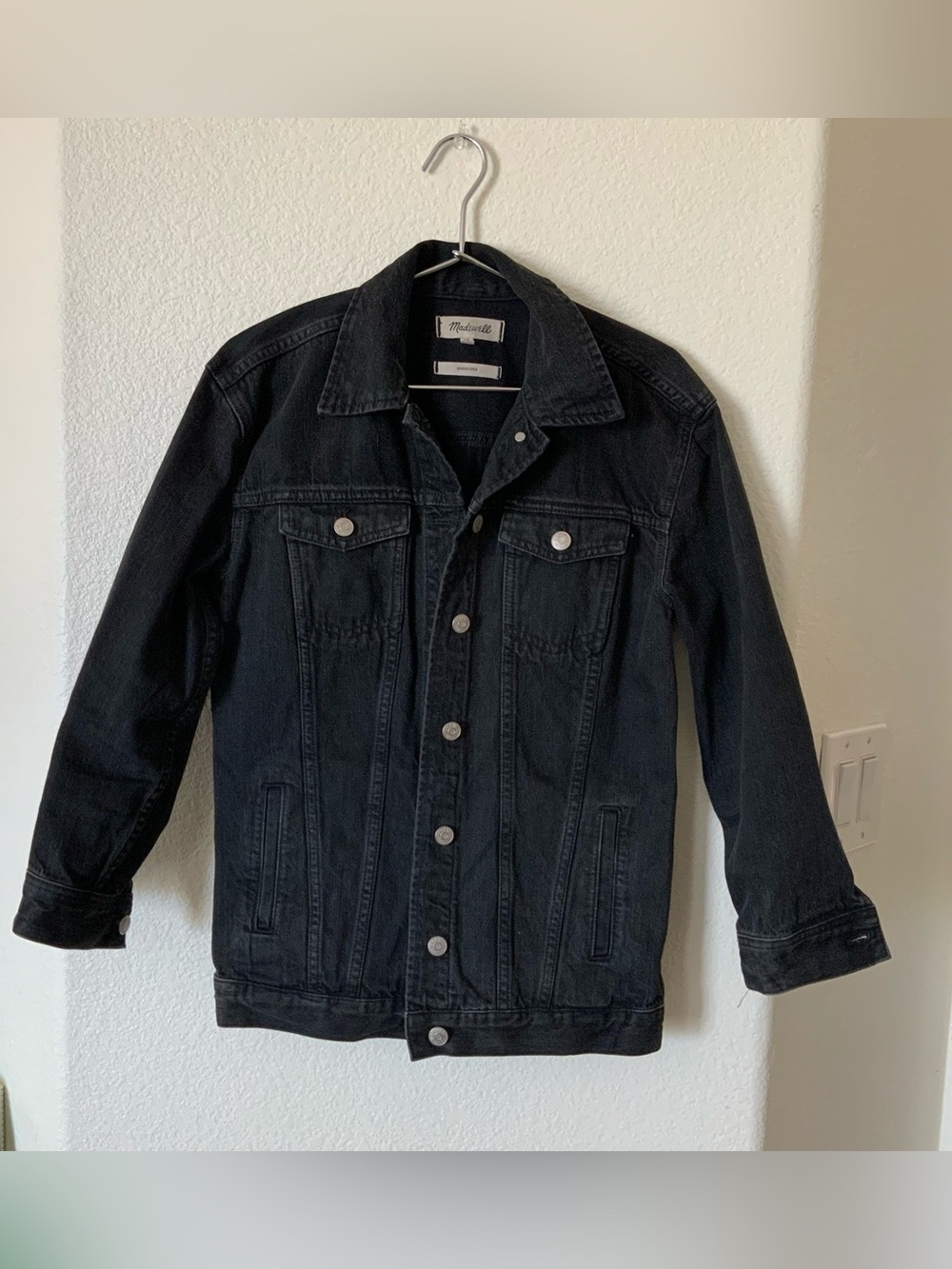 Madewell Oversized Trucker Jean Jacket Washed Black XS